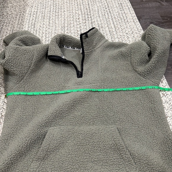 Victoria Secret PINK Green Sherpa 1/4 Zip Jacket - Picture 11 of 13